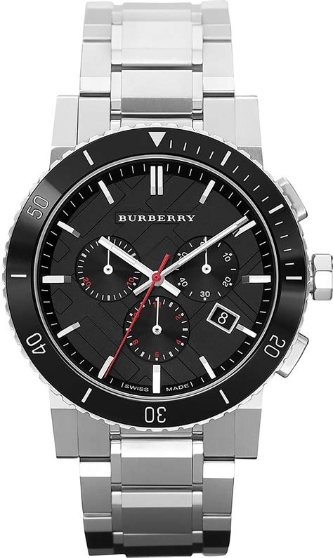 burberry black dial chronograph stainless steel mens watch bu9380|Amazon.com: Burberry Chronograph Watch.